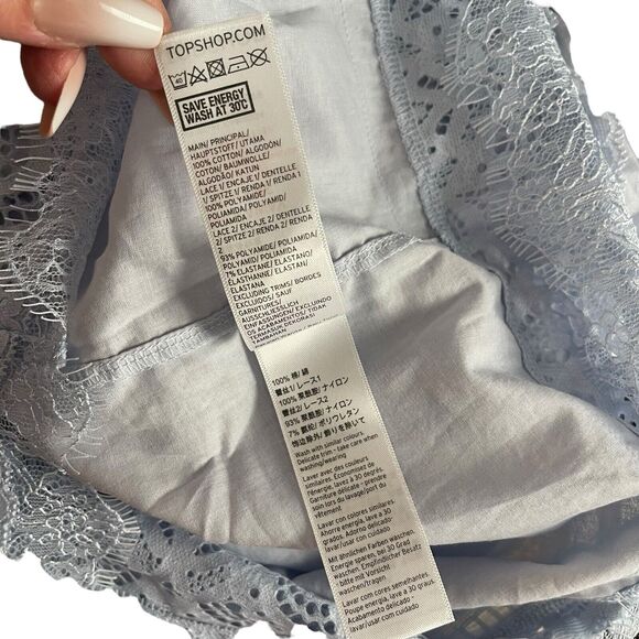 TOPSHOP US 12 Romper Lounge Lace Trim Vneck Blue NWT One Piece Thin - Picture 6 of 13